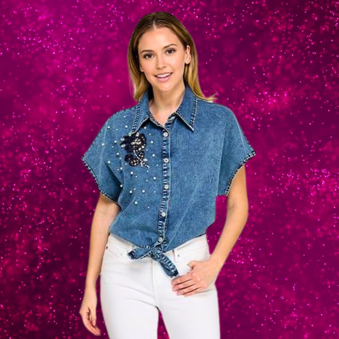 Denim Top Teodora Rosé