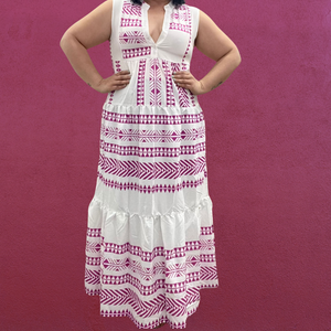 Maxi Dress Mosaico Magenta Regular y Plus Size