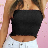 Smocked Tube Crop Top One Size 4 Colors