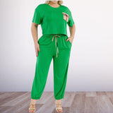 Set pant & top Plus Size Green - Black - Yellow