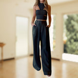 Set Crop Top & Pants in 2 colors: White and Black