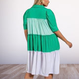 Plus Size Color-Block Dress in Red and Green