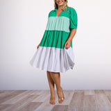 Plus Size Color-Block Dress in Red and Green