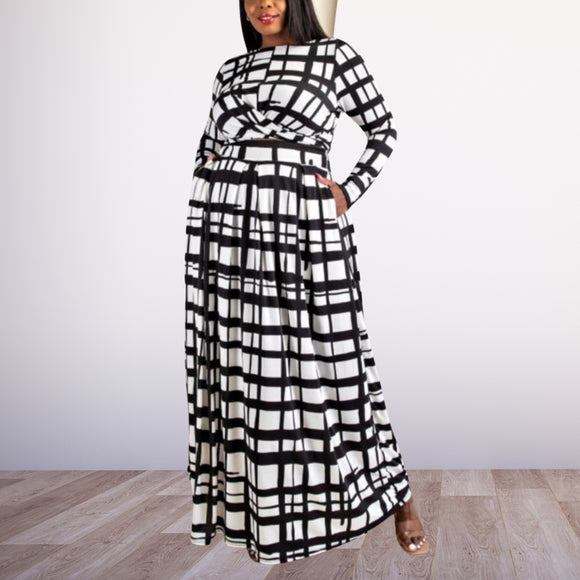 Checkered Maxi Dress Plus Size