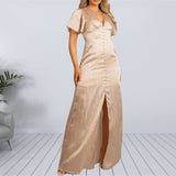 Front Button Maxi Dress in 2 colors