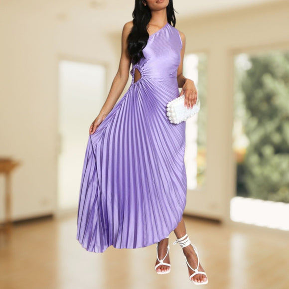 Lilac Pleated Maxi Dress