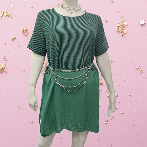 Italian Printed Dress One Size PLUS Green - Black - White